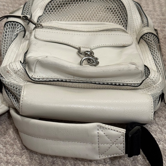 Rebecca Minkhoff Mesh White Leather Backpack - Picture 8 of 9